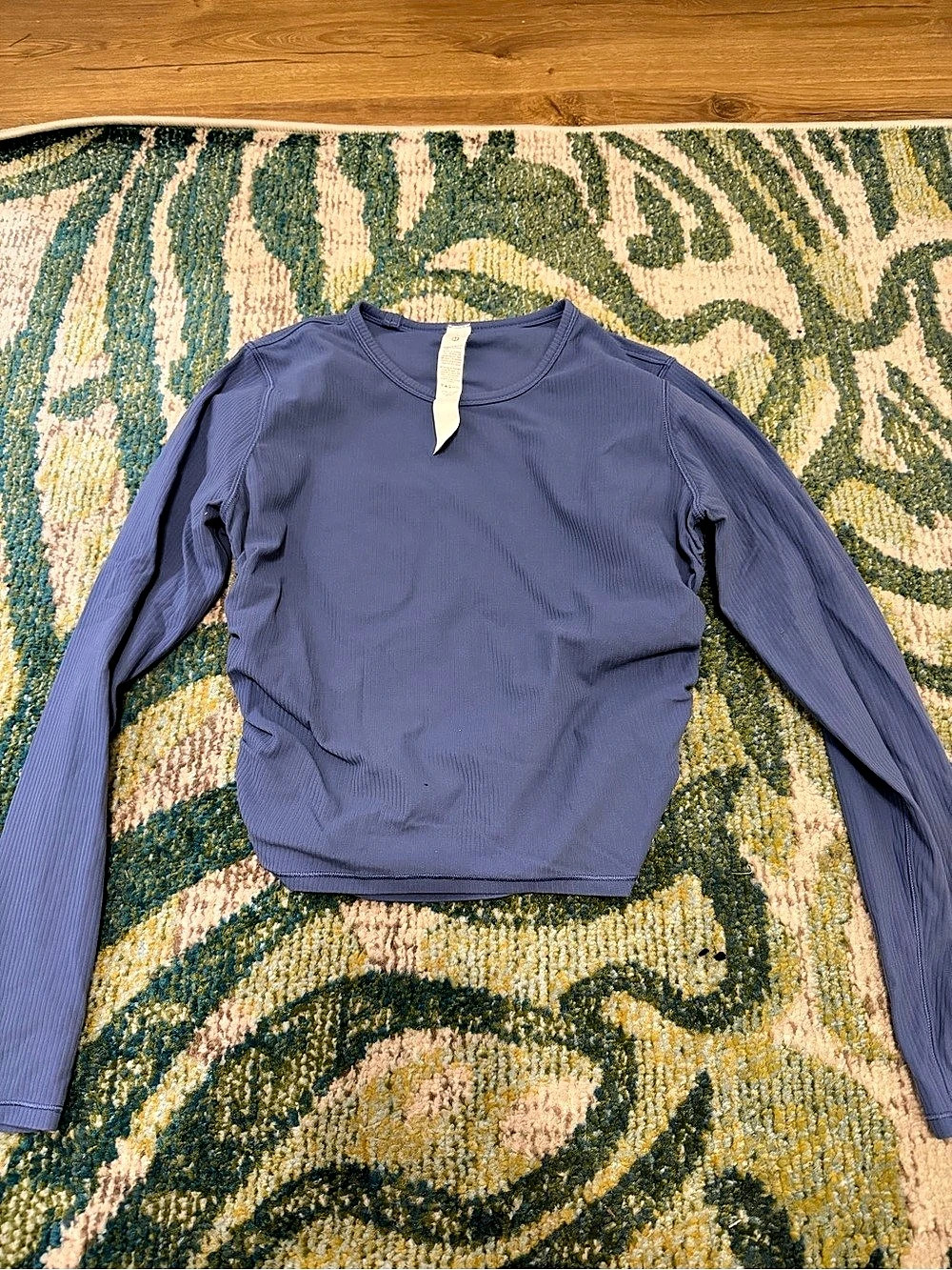 All It Takes Ribbed Nulu Long-Sleeve Shirt Ribbed Long-Sleeve Shirt in Blue Size